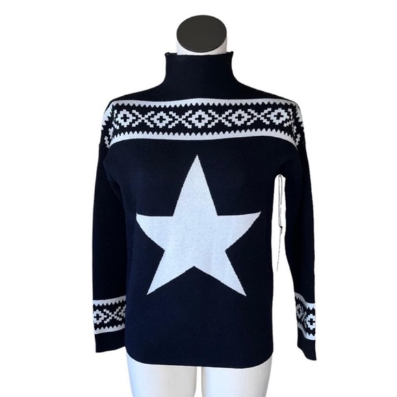 π HOST PICK π Soft and cozy Tahari NWOT star black Aztec sweater sz 1X - Picture 1 of 8